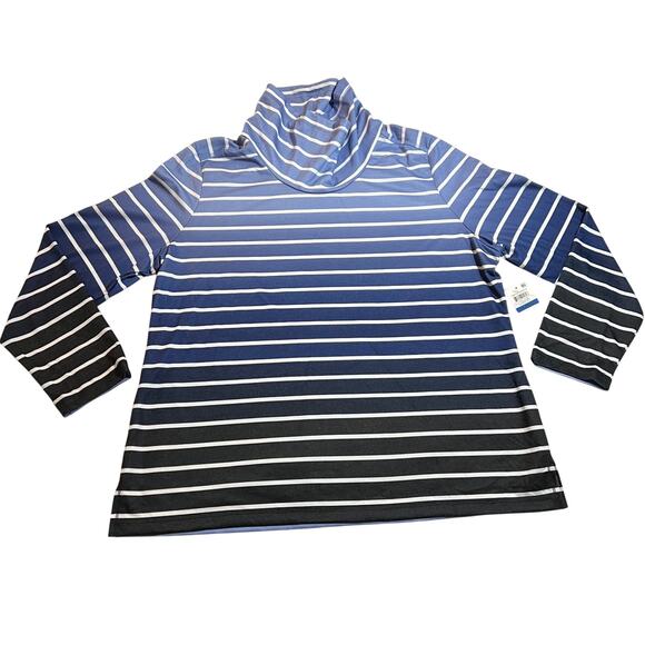 Karen Scott Sport Funnel Neck Ombre Striped Sweatshirt Size X-Large NEW Coastal - Picture 1 of 9